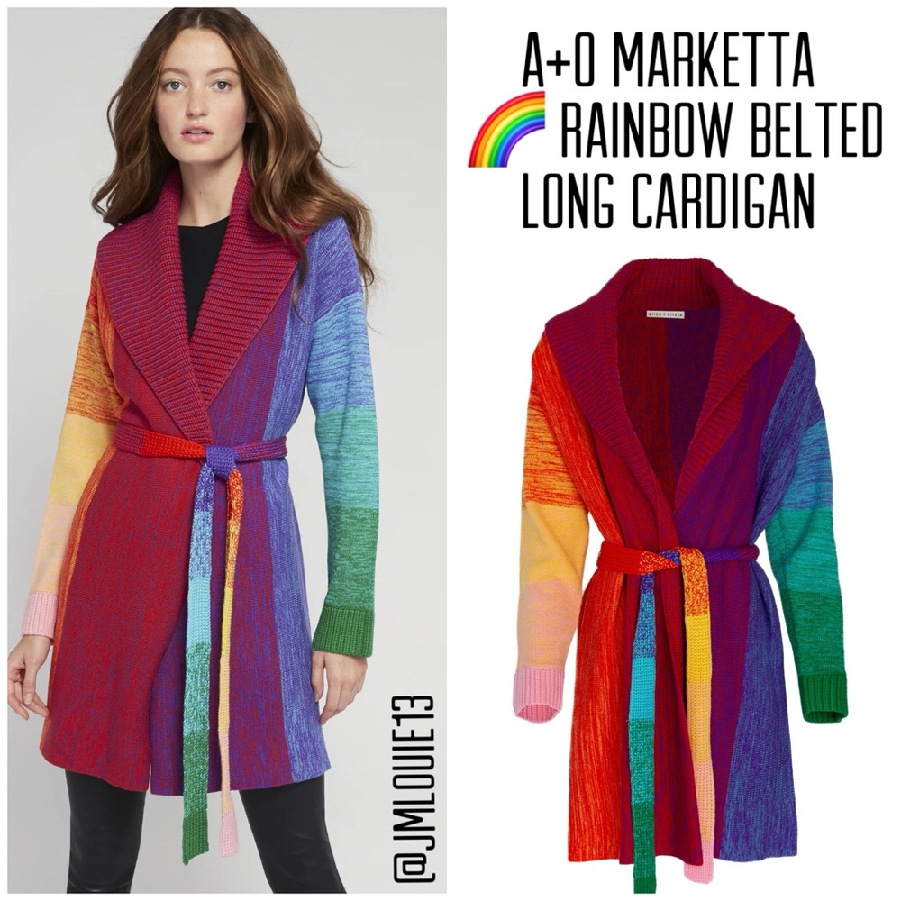 🎀SOLD🎀Alice + Olivia Marketta Rainbow Belted Long Cardigan Sweater